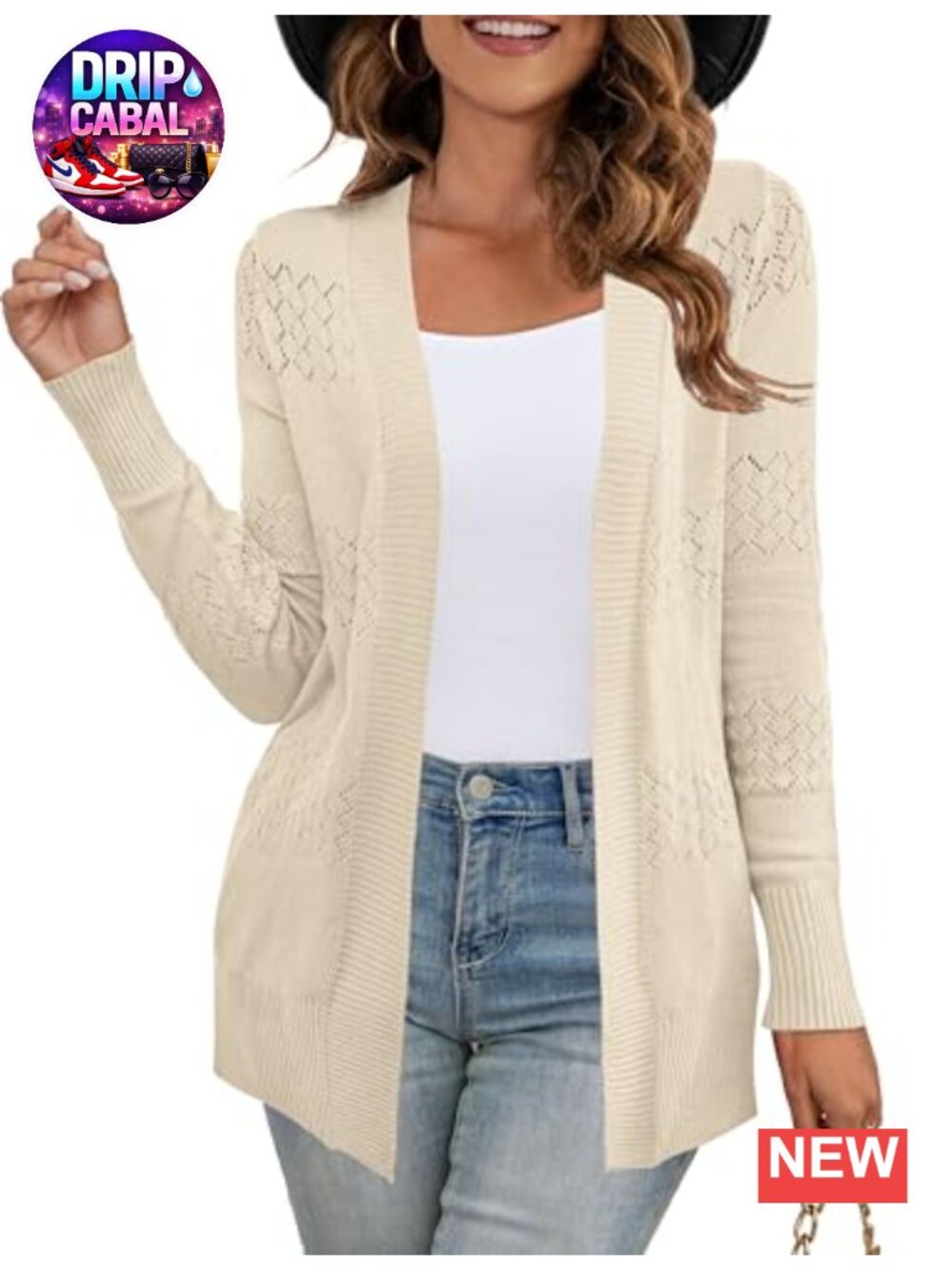 Boho Crochet Knit Cardigan Open Front Long Sleeve Lightweight